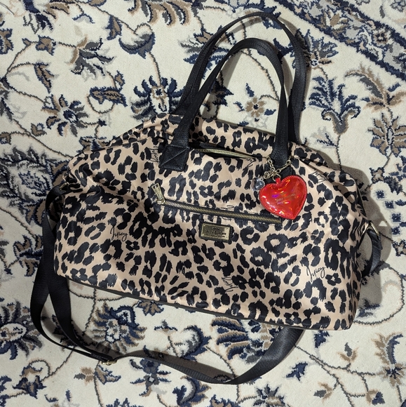 Juicy Couture Leopard Print Shoulder Bag with Black Accents - Picture 1 of 5